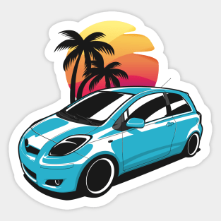 Blue Yaris MK2 Sunset Palms Sticker